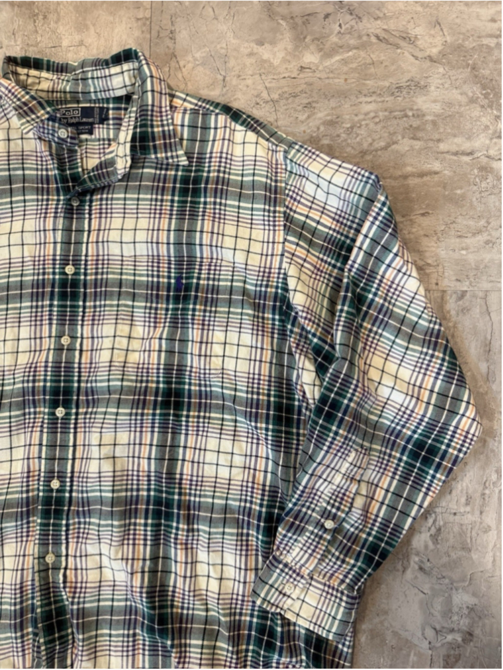 VTG Polo Ralph Lauren Lowell Sport Purple Plaid Flannel Shirt Men’s XL Cotton